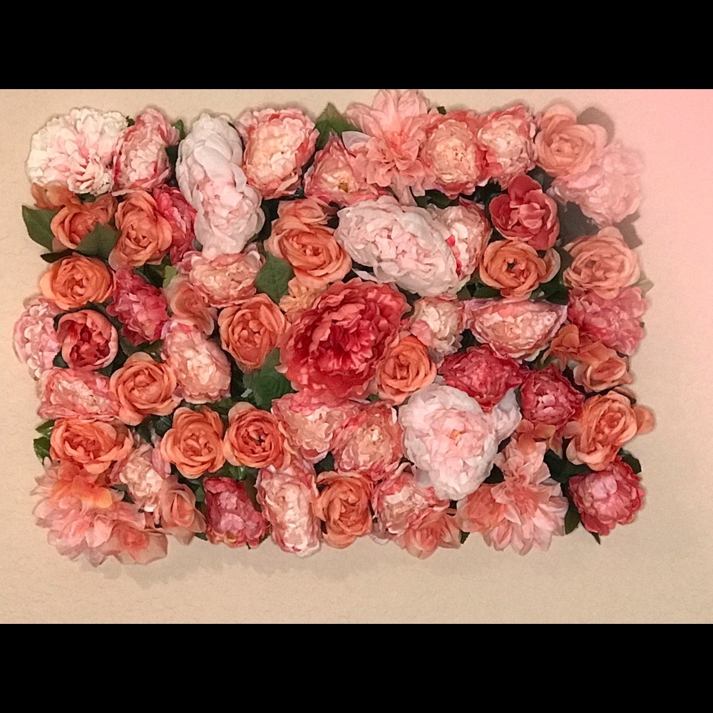 Handmade flower panel. Flower wall.